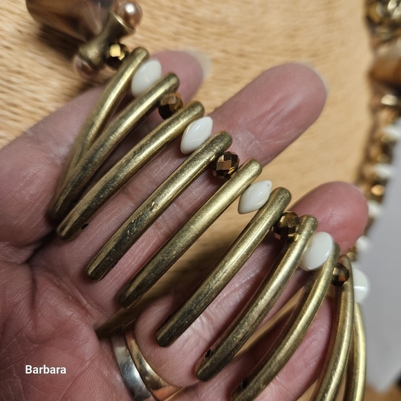 Vintage 80s Tribal/Boho Bead and Metal Accent Necklace - Picture 2 of 7